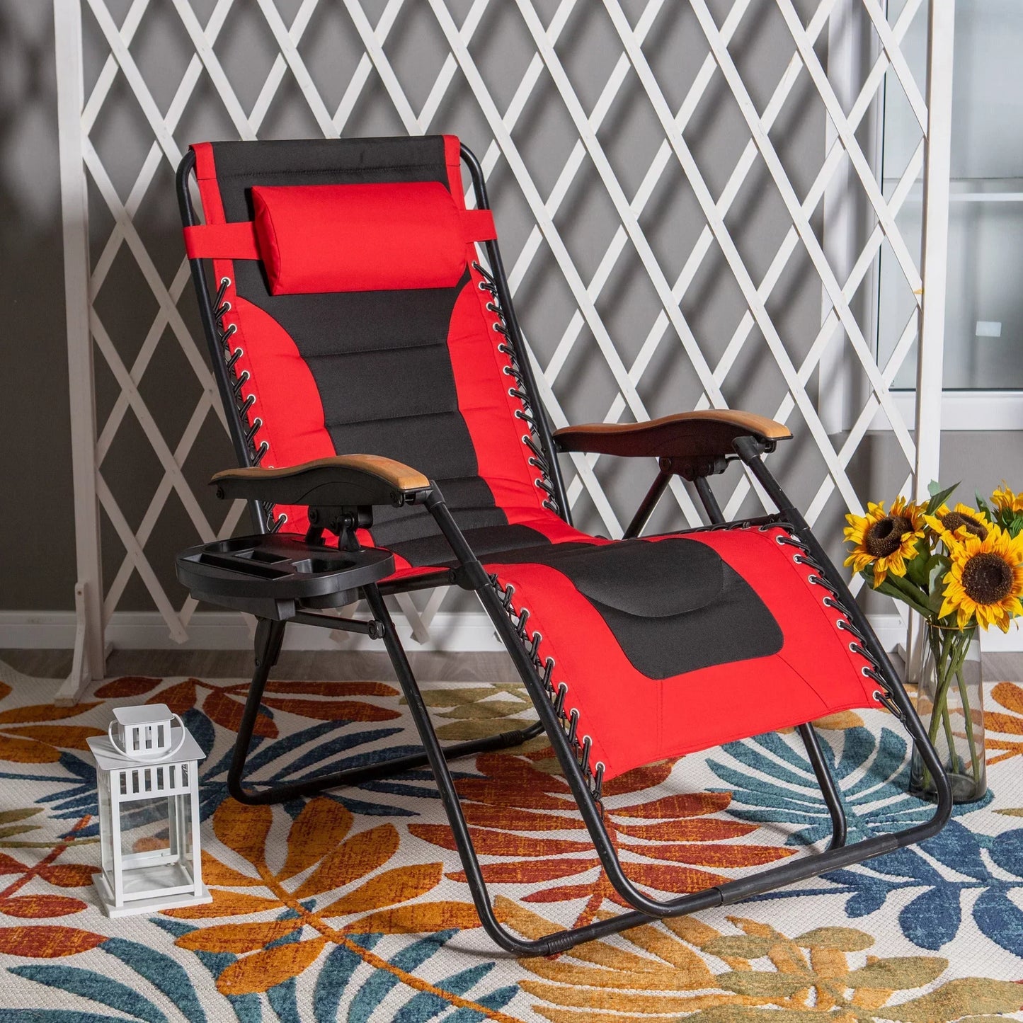 Sophia&William Outdoor XL Oversized Padded Zero Gravity Chair Camping Recliner - Red