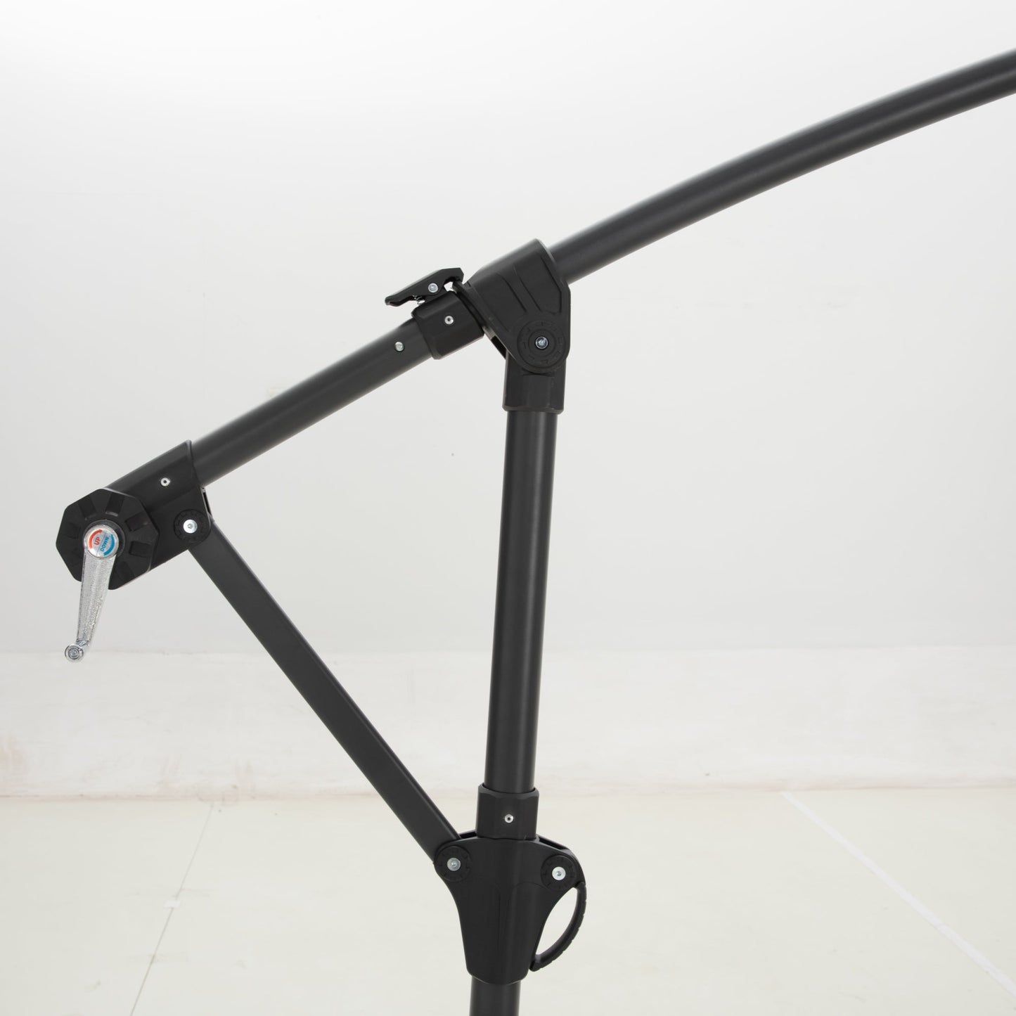 Alpha Joy 10ft Outdoor Patio Offset Market Hanging Umbrella with 8 Steel Ribs & Cross Base(No Weight), Beige