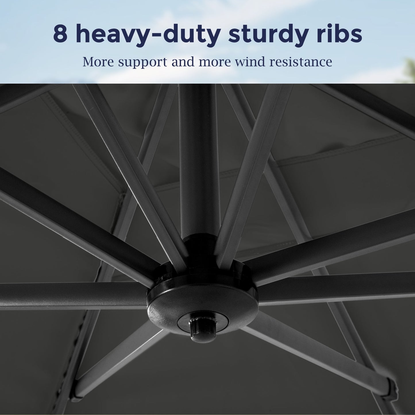 Alpha Joy 12x9ft Outdoor Patio Umbrella 360° Rotation Large Rectangle Offset Cantilever Double Umbrella with Crank Handle & 6 Tilt, Charcoal Gray