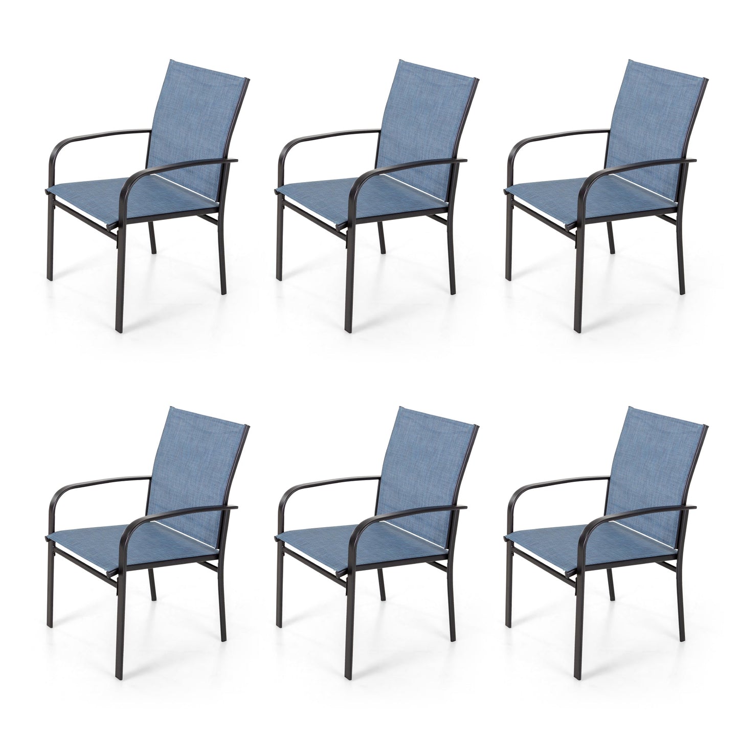 Sophia & William 6-Piece Outdoor Patio Dining Chairs Textilene Patio Chairs for Garden, Backyard, or Poolside, Blue
