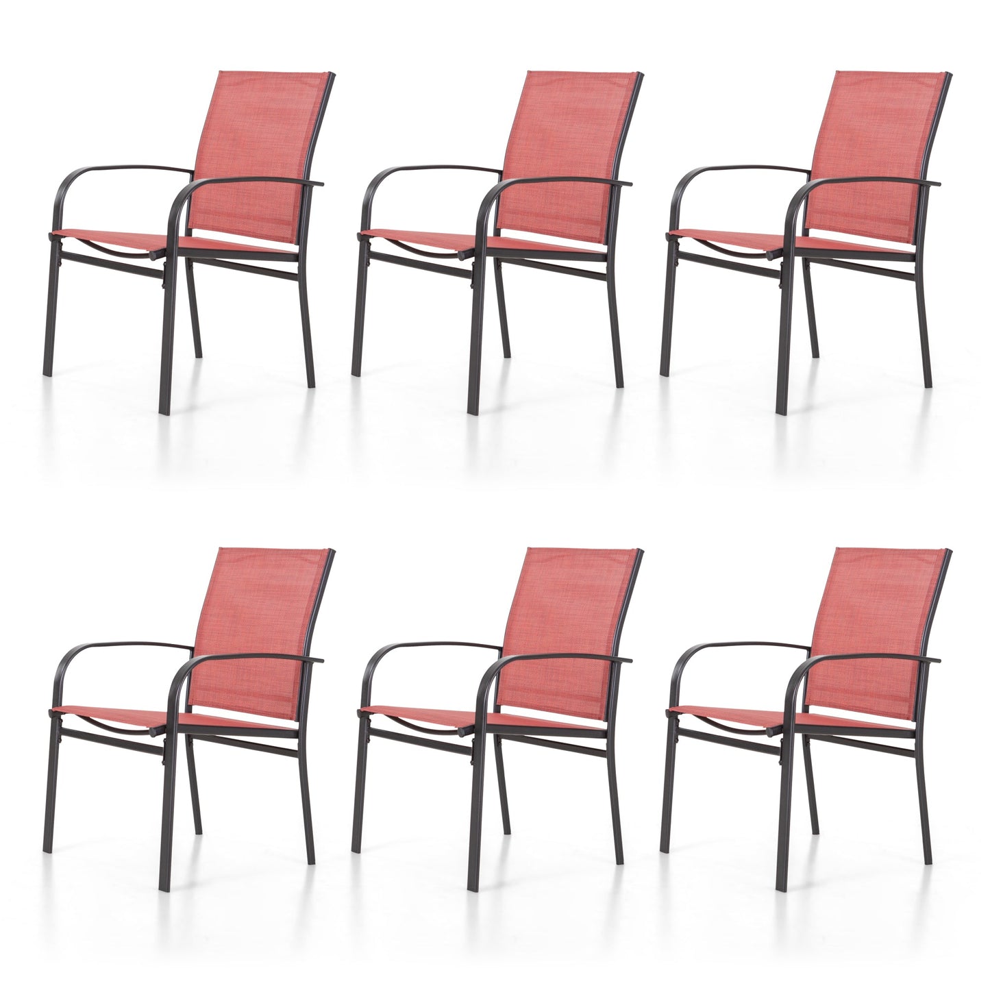 Sophia & William 6-Piece Outdoor Patio Dining Chairs Textilene Patio Chairs for Garden, Backyard, or Poolside, Red