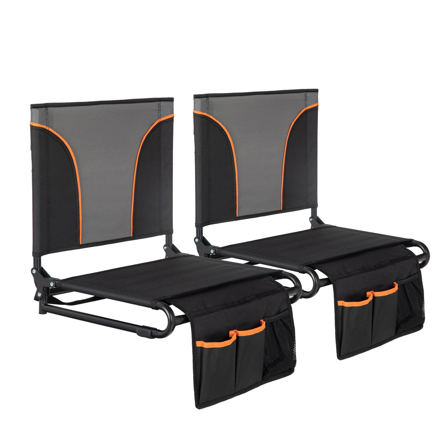 Sophia&William Set of 2 Portable Stadium Chair Stadium Seat for Bleacher with Storage Pocket, Black