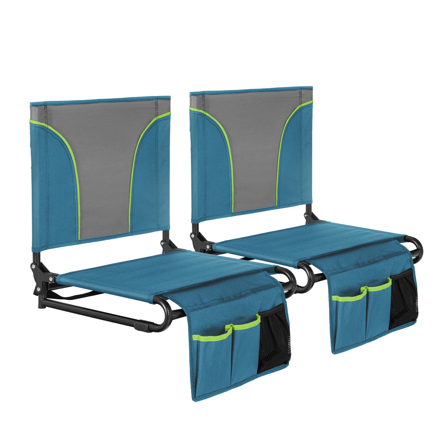 Sophia&William Set of 2 Portable Stadium Chair Stadium Seat for Bleacher with Storage Pocket, Blue