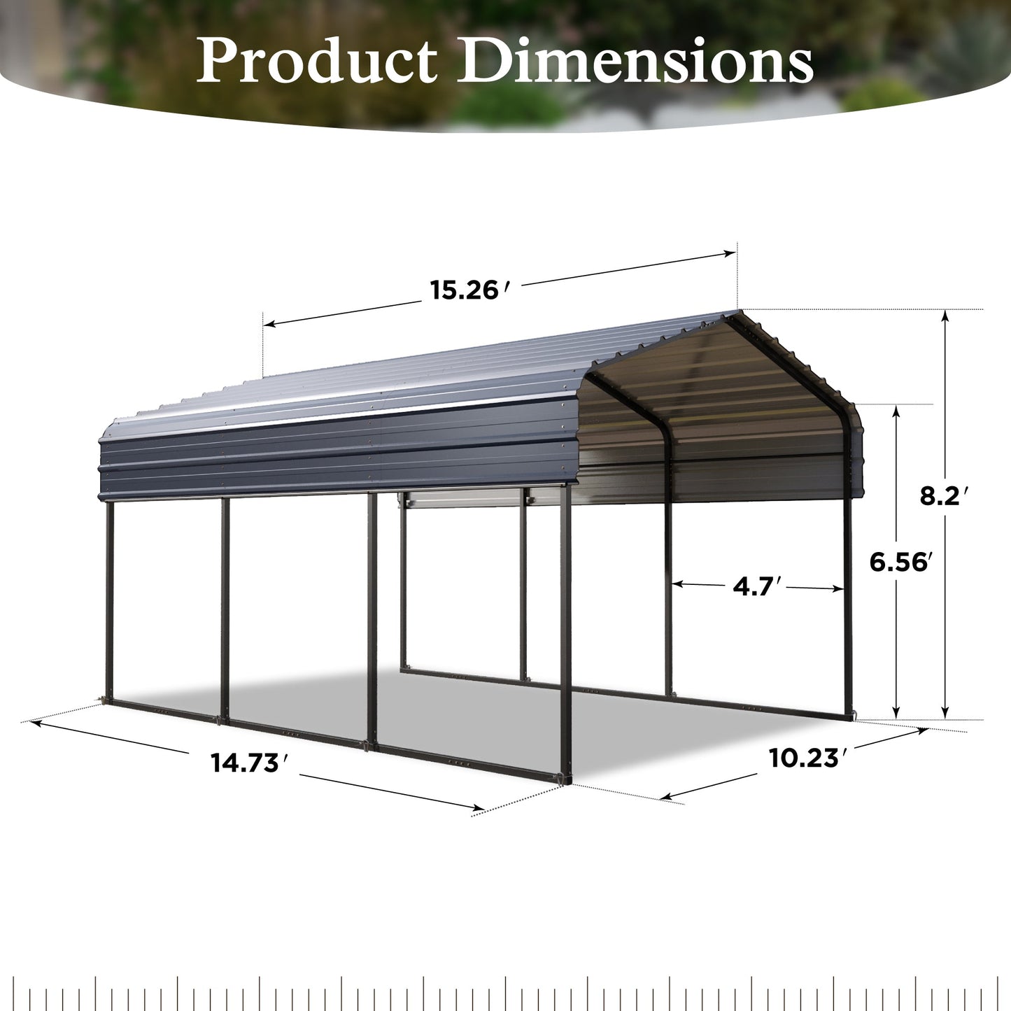 Alpha Joy 10' x 15' Heavy Duty Carport with Galvanized Steel Roof Multi-Purpose Shelter
