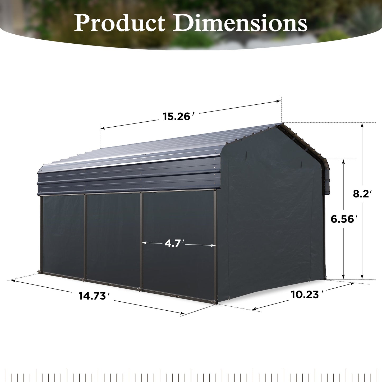 Alpha Joy 10' x 15' Heavy Duty Galvanized Steel Carport with Side Walls Multi-Purpose Shelter