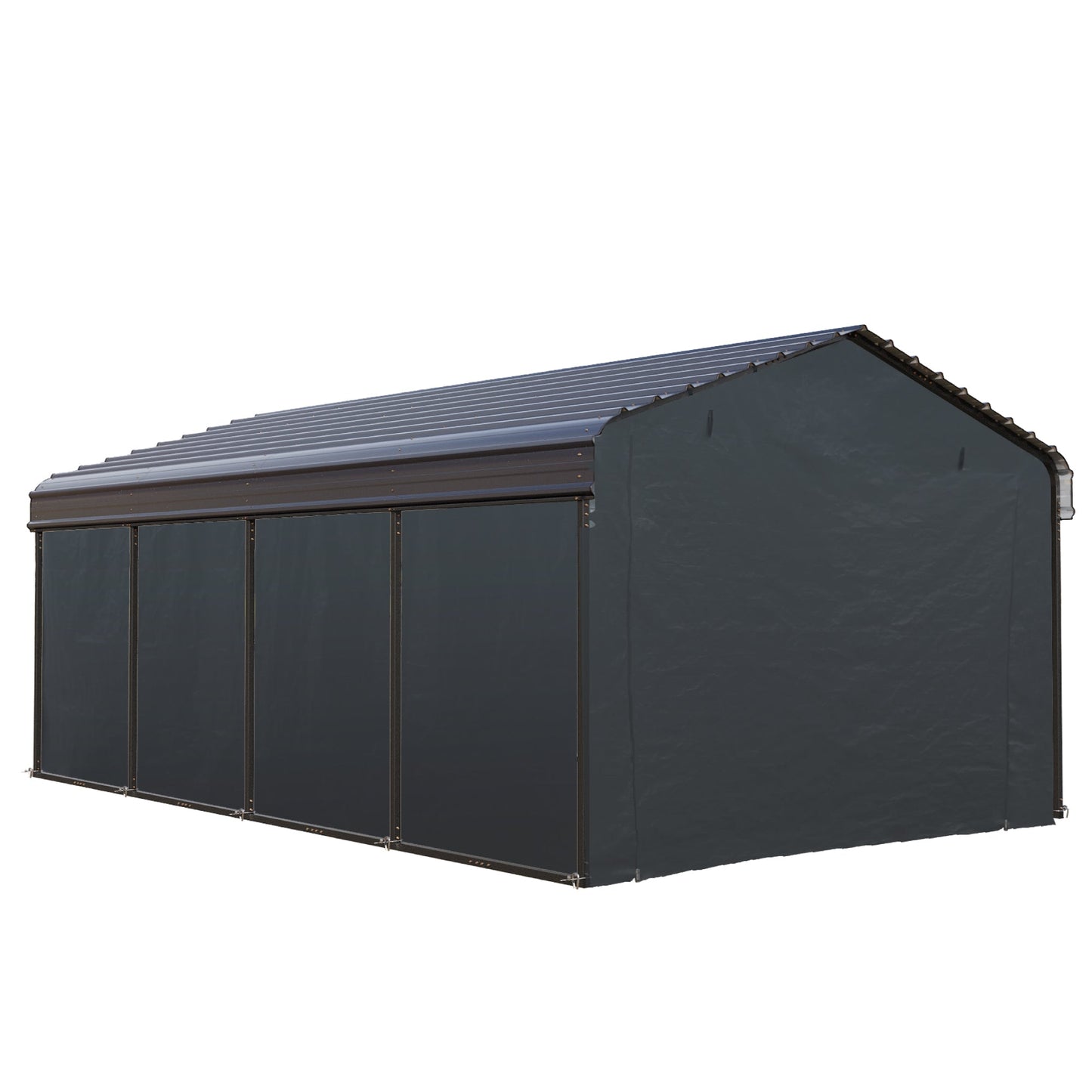 Alpha Joy 12' x 20' Heavy Duty Galvanized Steel Carport with Side Walls Multi-Purpose Shelter