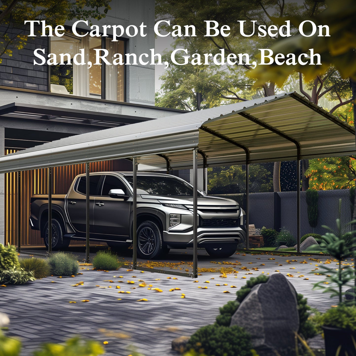 Alpha Joy 12' x 25' Heavy Duty Carport with Galvanized Steel Roof Multi-Purpose Shelter