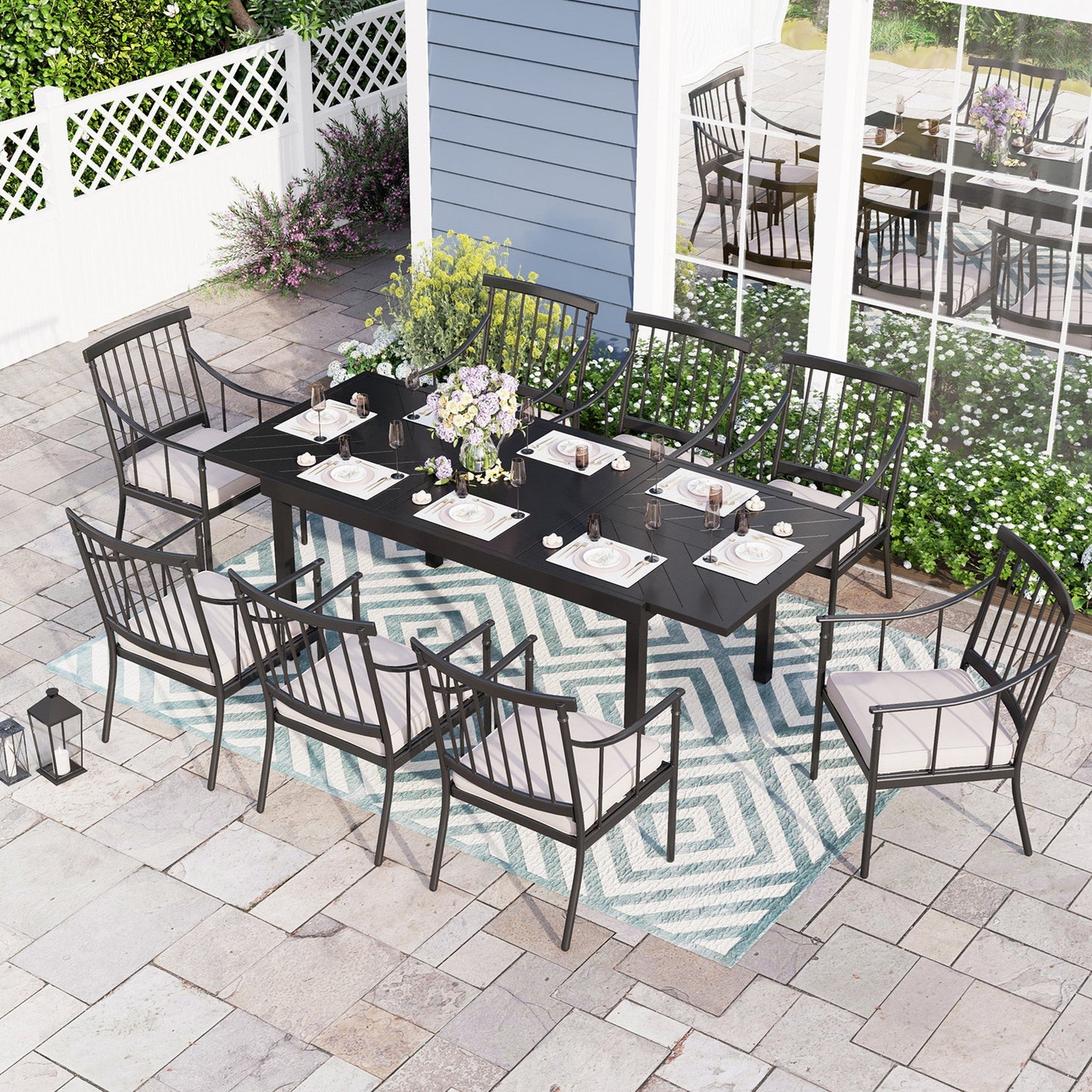 Sophia & William 9-Piece Patio Dining Set with Stylish Chairs and Extendable Table