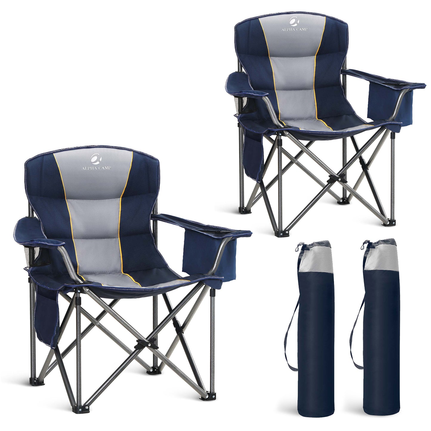 Sophia&William Outdoor Set of 2 Oversized Folding Camping Chair Supports 450Lbs, Blue