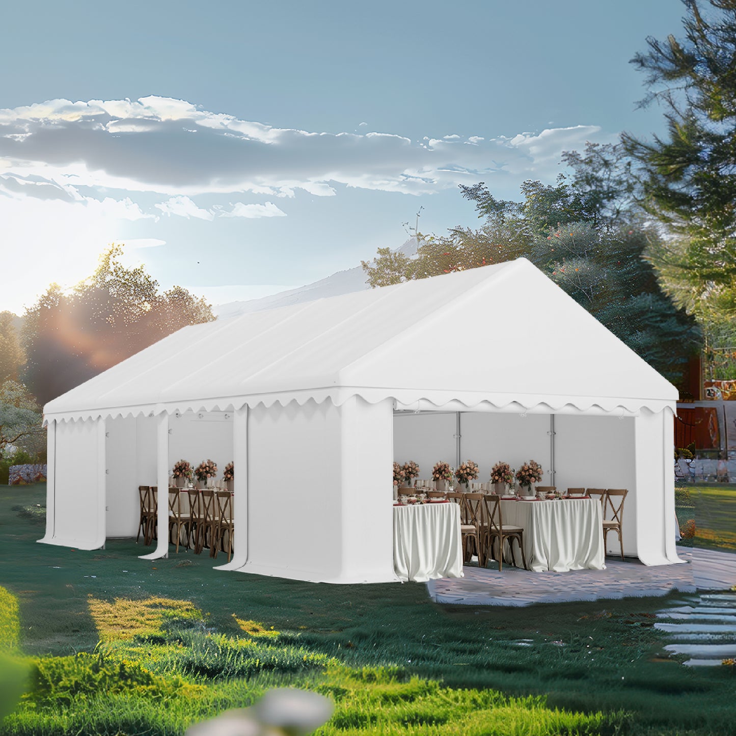 Alpha Joy 20'*40' Heavy Duty Outdoor Canopy Party Tent Portable Outdoor Storage Shed Garage Shelter Tent Canopy with Removable Side Panels for Weddings, Parties & Corporate Events