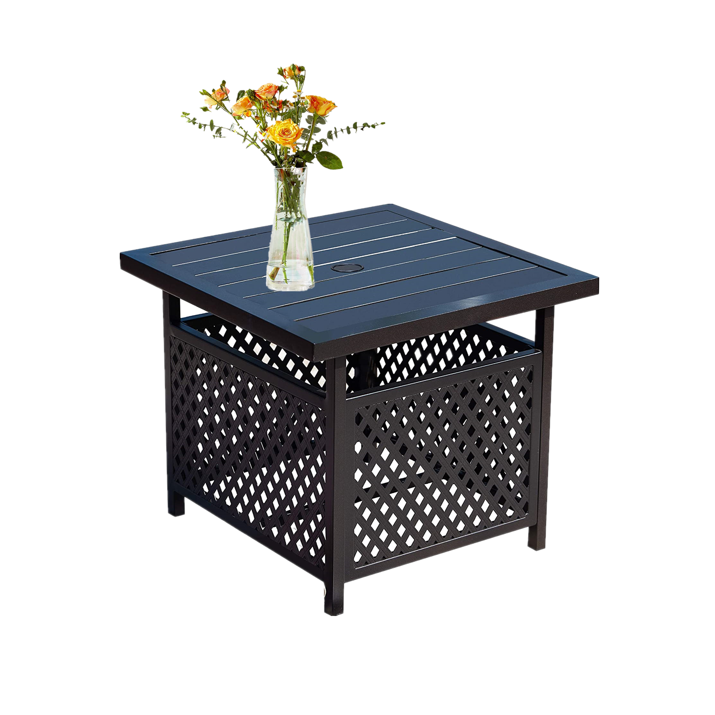 Sophia & William Patio Square E-coated Black Metal Side Table