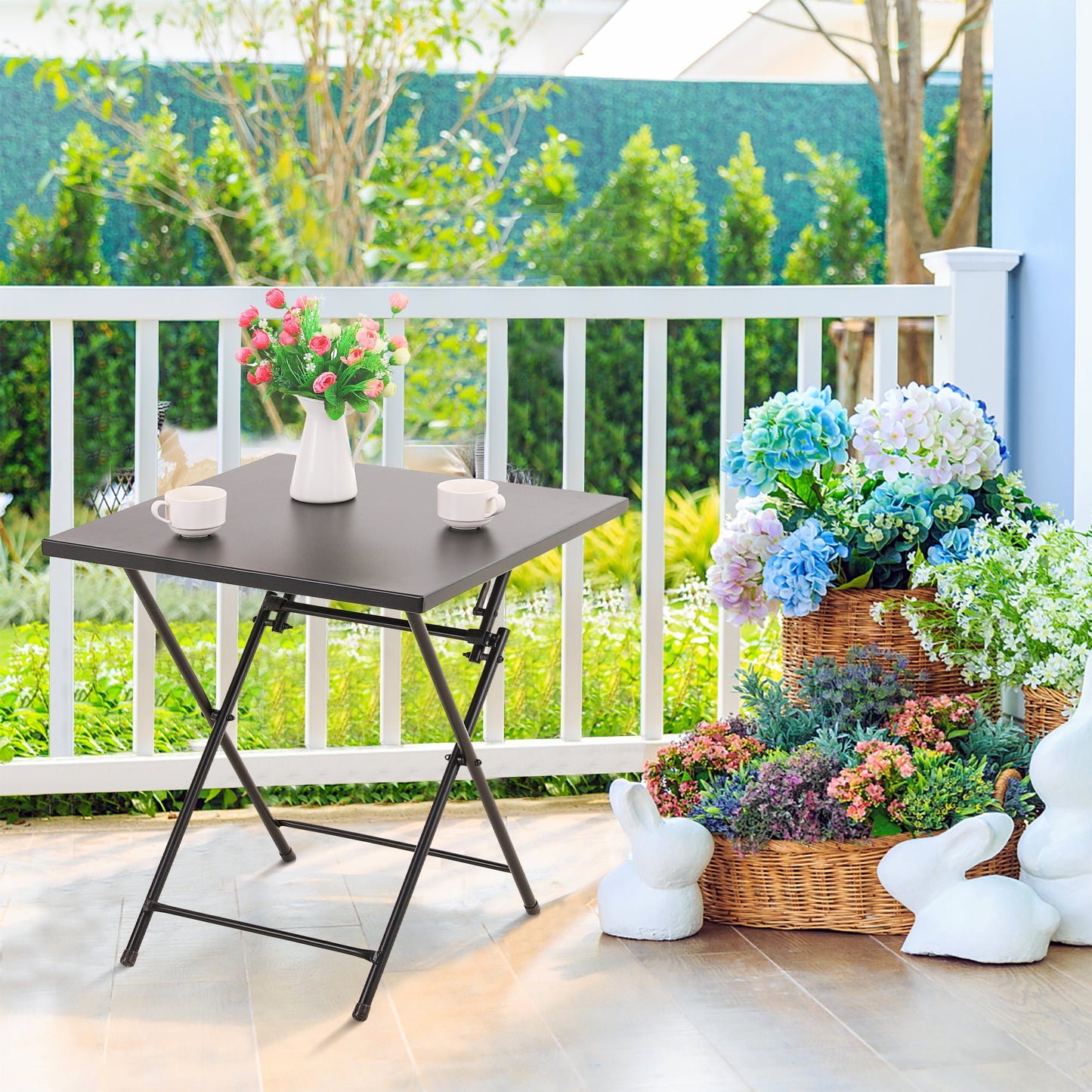 Sophia & William Outdoor Foldable Patio Bistro Table Patio Coffee Table - Black