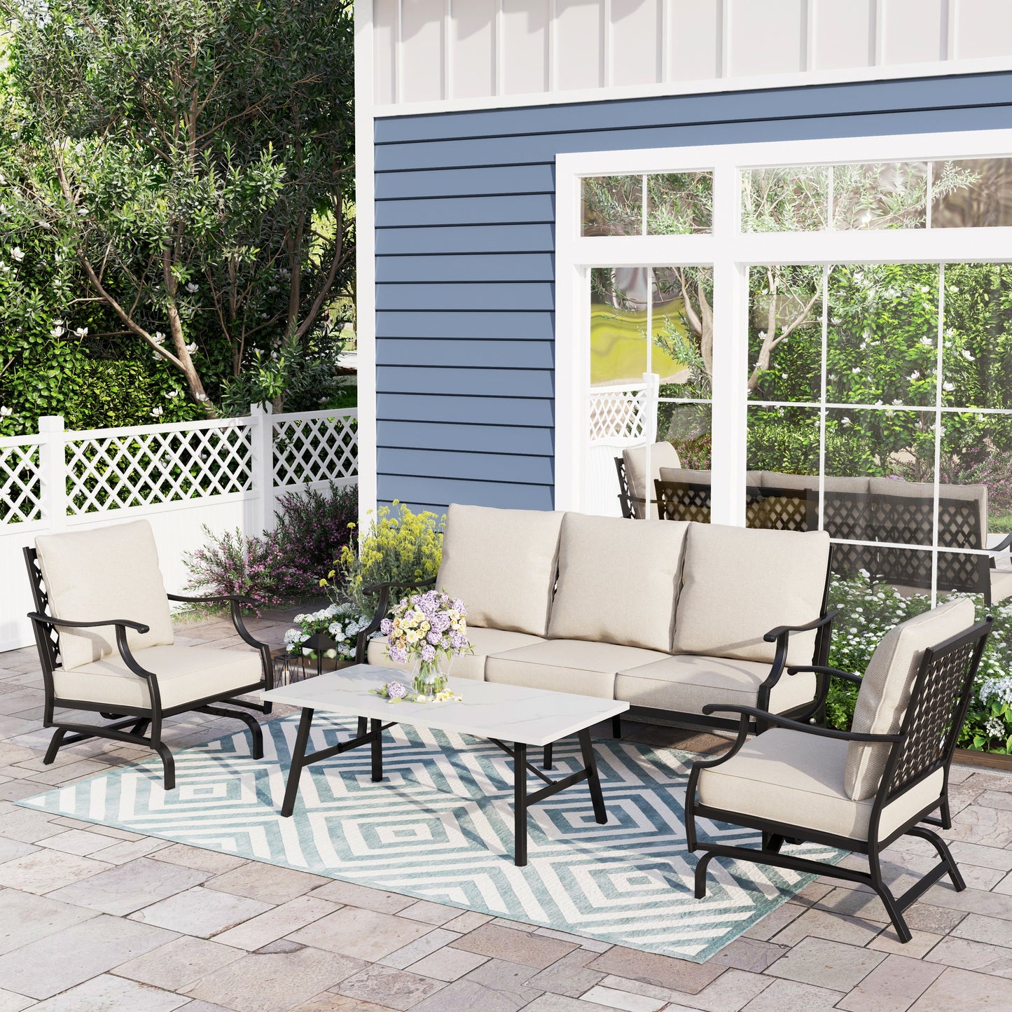 Sophia&William 5 Seat Patio Conversation Set Patio Table and Chairs Sets with Cushions and Pillows