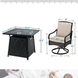 Sophia&William 5 Pieces Outdoor Patio Furniture Set Swivel Chairs and Fire Pit Table Set