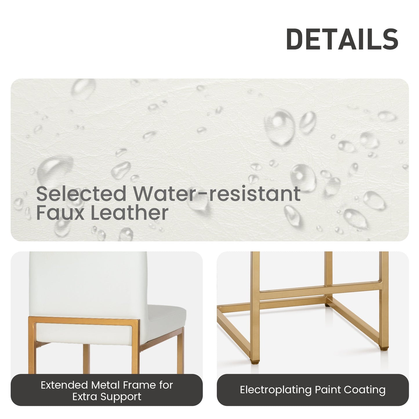 Sophia & William 24" Counter Height Bar Stools with High Backrest 3 Pack Comfortable Modern Counter Stools for Kitchen & Home, White