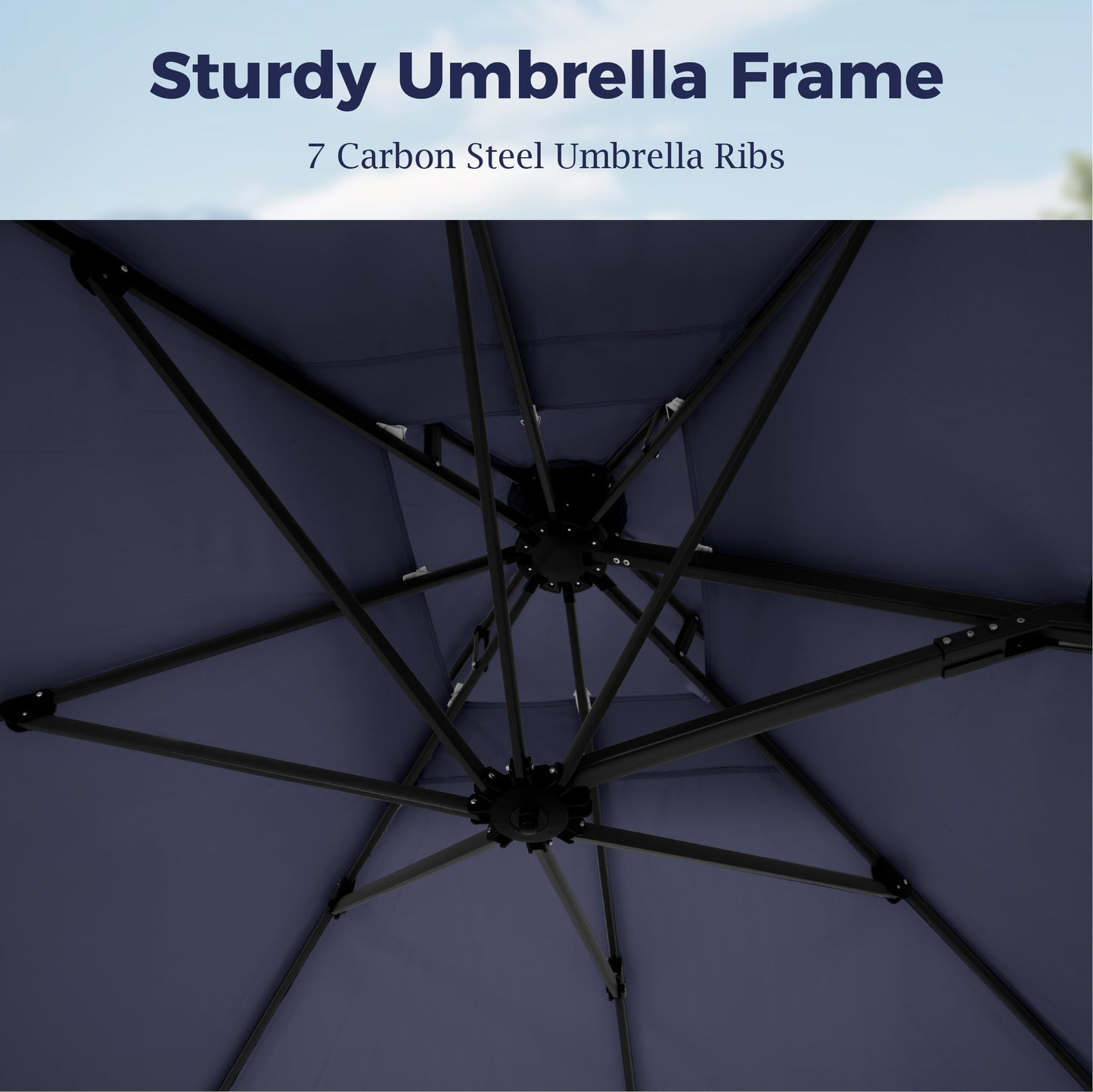 Alpha Joy 12x9ft Outdoor Patio Umbrella Large Rectangle Offset Cantilever Double Umbrella with 360° Rotation, Navy Blue