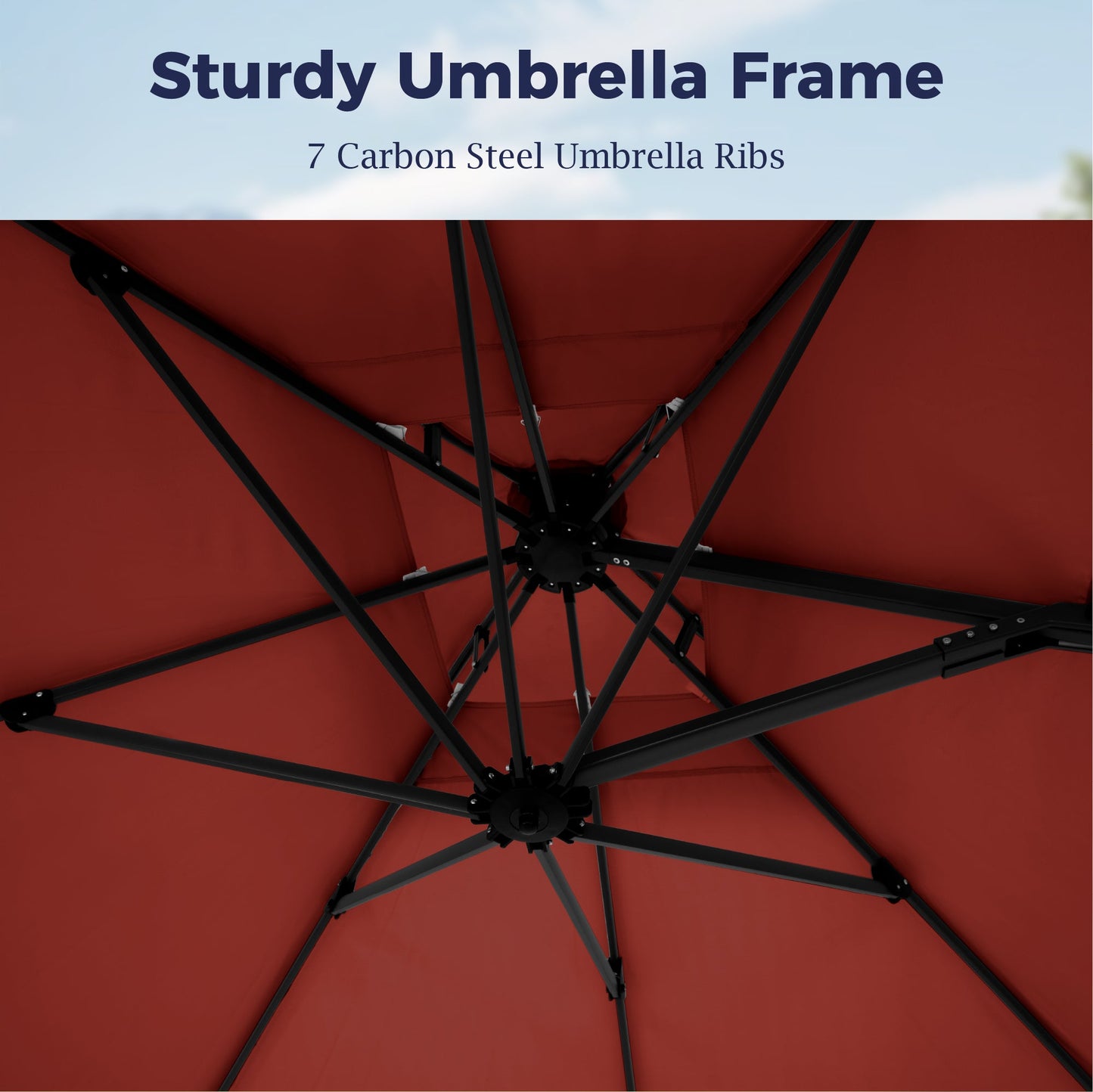 Alpha Joy 12x9ft Outdoor Patio Umbrella Large Rectangle Offset Cantilever Double Umbrella with 360° Rotation, Brick Red