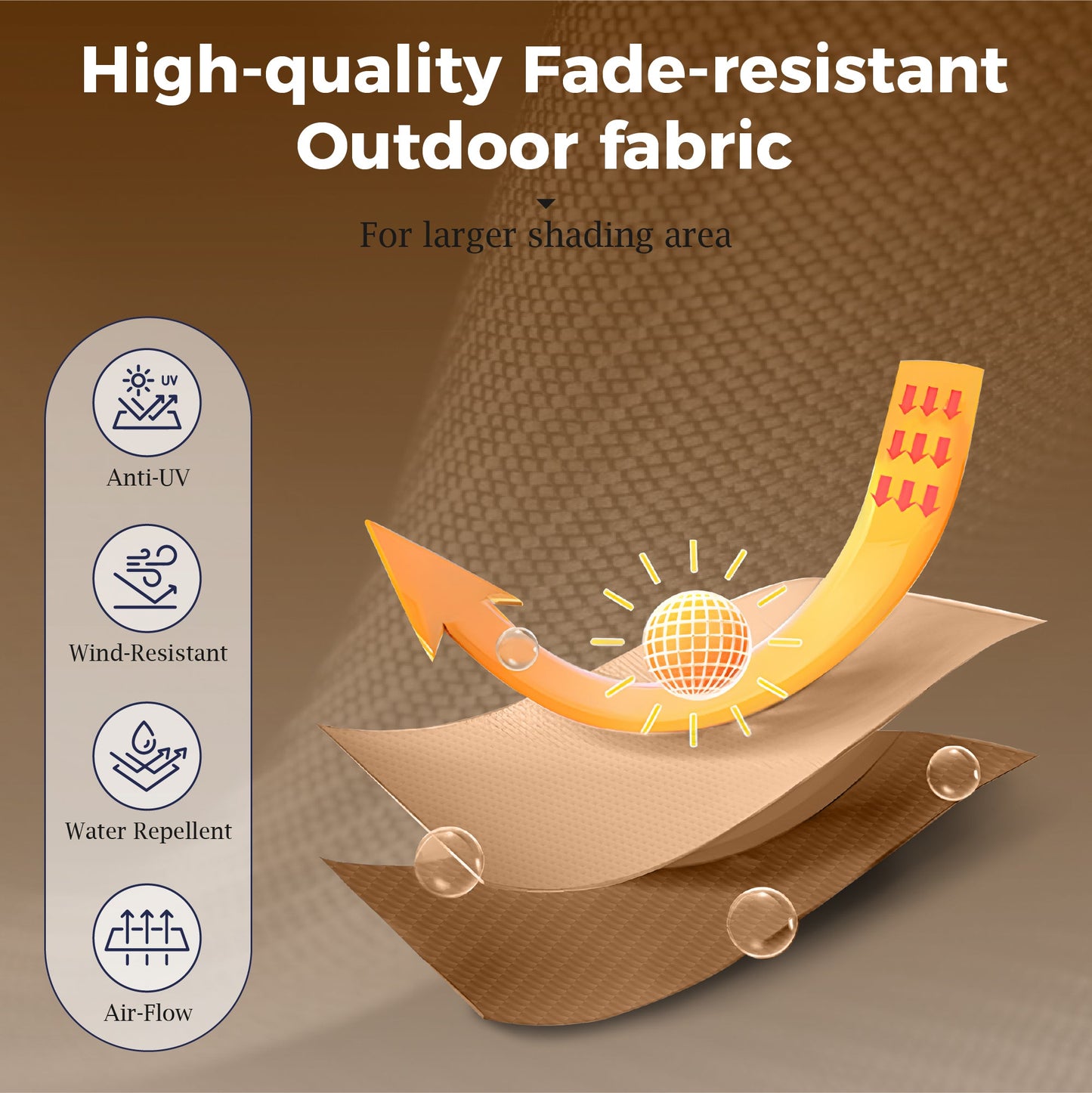 Alpha Joy 15ft Outdoor Patio Umbrella Extra-Large Double-Sided Garden Umbrella with Crank Handle and Base - Tawny