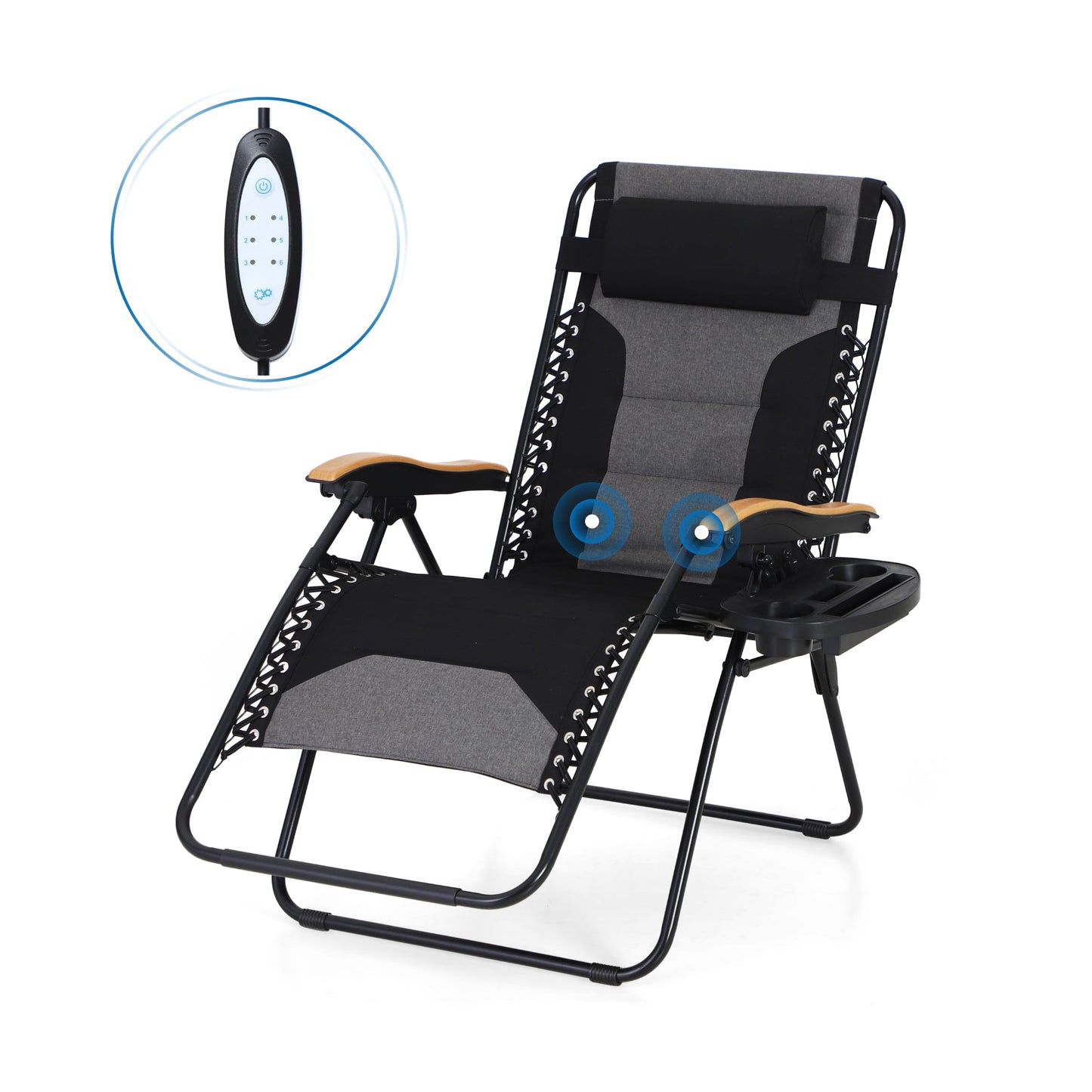 Sophia&William Oversized Outdoor Padded Massage Zero Gravity Chair - Black