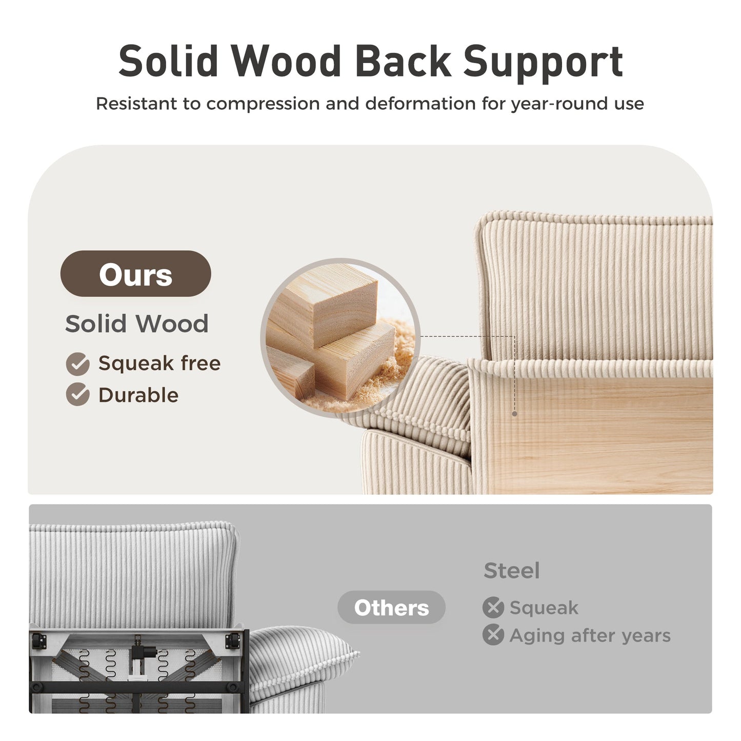 Sophia&William Convertible Sectional Sofa Couch, Modern Corduroy Couch 4-Seat Sofa Sectional for Living Room,Beige