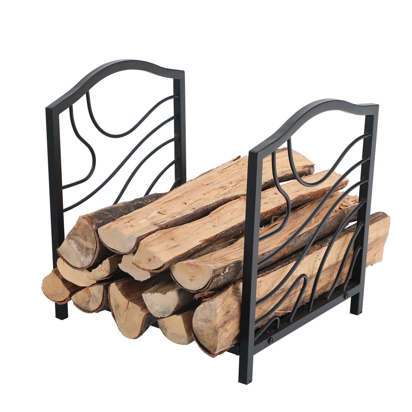 Sophia & William Garden Small Steel Firewood Log Rack Fireside Log Rack - Black