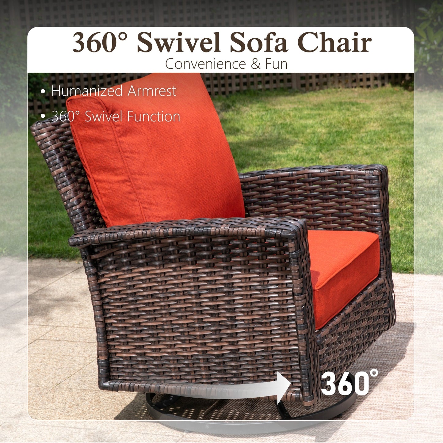Sophia & William 3 Pieces Patio Chairs Set with Side Table Wicker Outdoor Bistro Set, Red