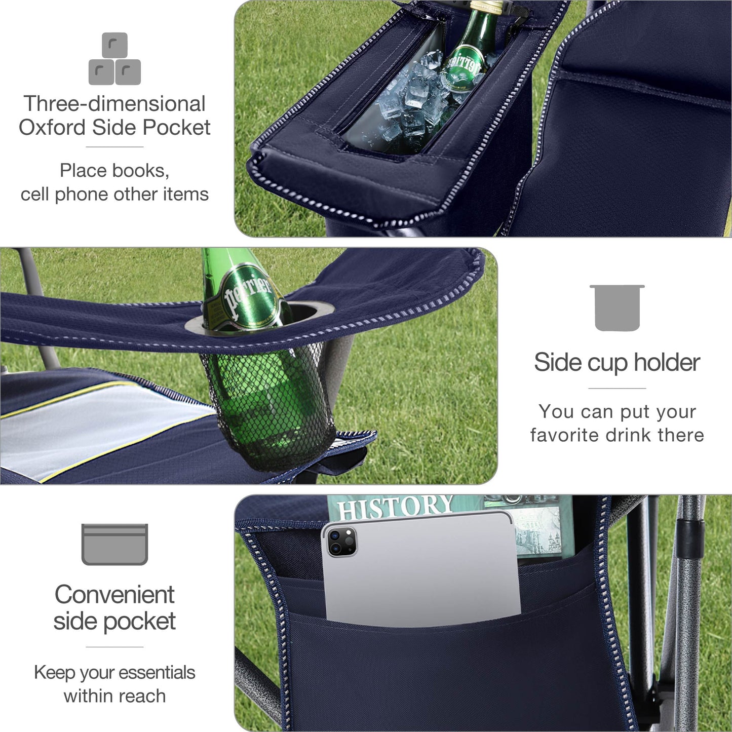 Sophia & William Oversized Camping Chair Portable Mesh Folding Chair with Cup Holder Supports Up to 450Lbs for Outdoor, Fishing, Beach, Backyard£¬ Red