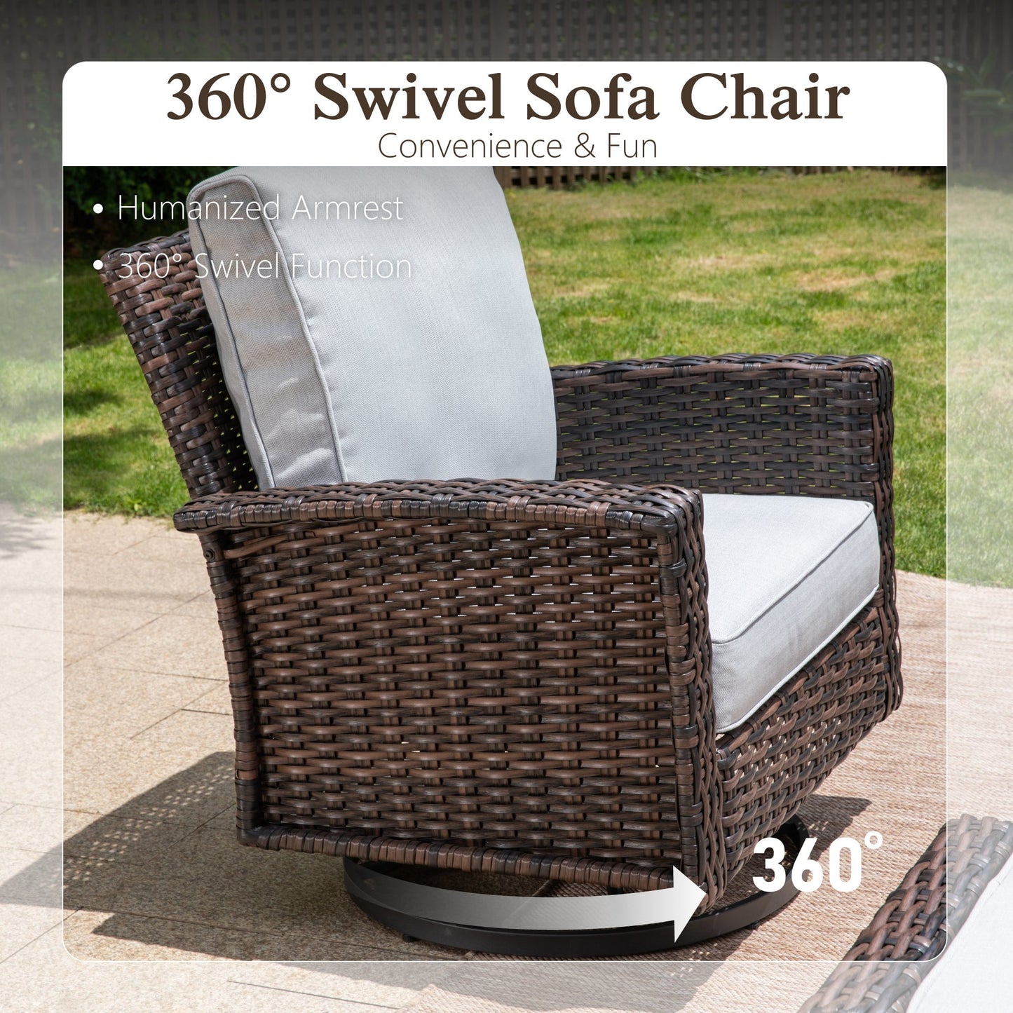 Sophia & William 3 Pieces Patio Chairs Set with Side Table Wicker Outdoor Bistro Set, Light Grey