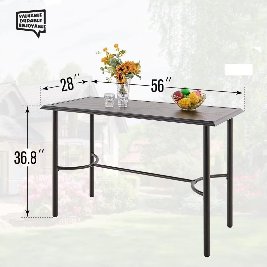 VALUABLE DURABLE ENJOYABLE Patio Metal Bar Table, Counter Height Metal Table with Coating, Sturdy and Durable for Yard, Garden, Poolside,Suitable for 4-6 People