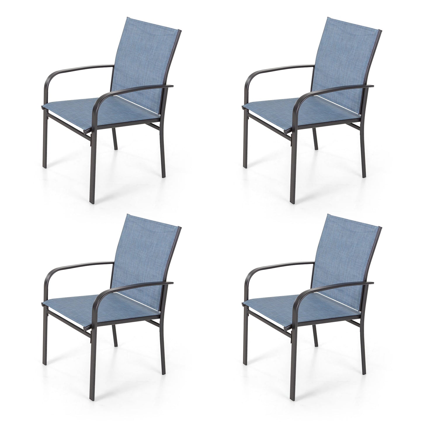 Sophia & William Outdoor Patio Dining Chair - Textilene - Set of 4 - Blue