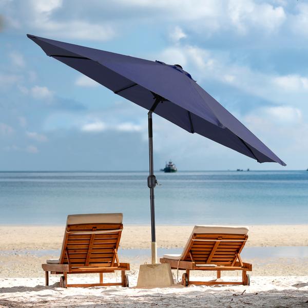 Sophia & William 9ft Heavy-Duty Patio Umbrella Outdoor Market 8 Ribs Umbrella with Push Button,Tilt Easy Crank Lift,Navy Blue