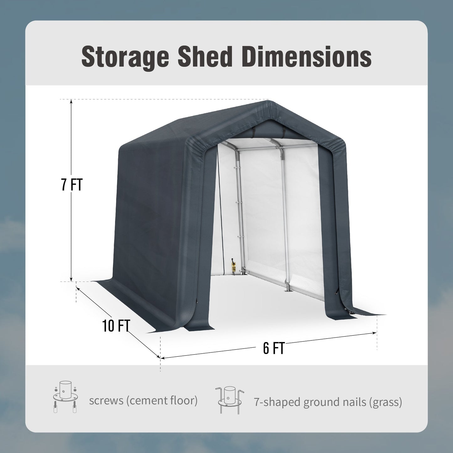 Alpha Joy 5.9 x 9.8 x 6.8ft Outdoor Storage Shed Heavy Duty Portable Carport Canopy Shelter, for Bike, Motorcycle, Garden Storage