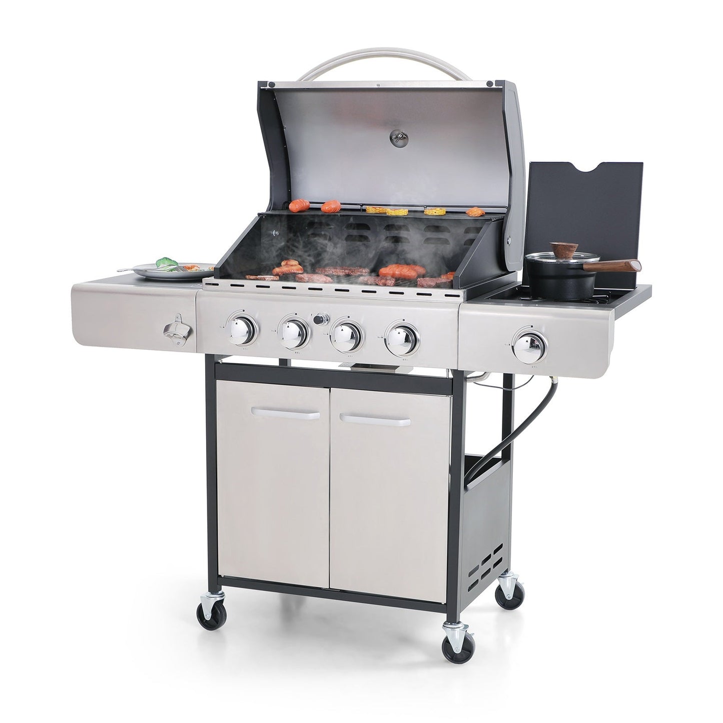 Sophia & William 4 Burner Silver and Black Propane Gas Grill