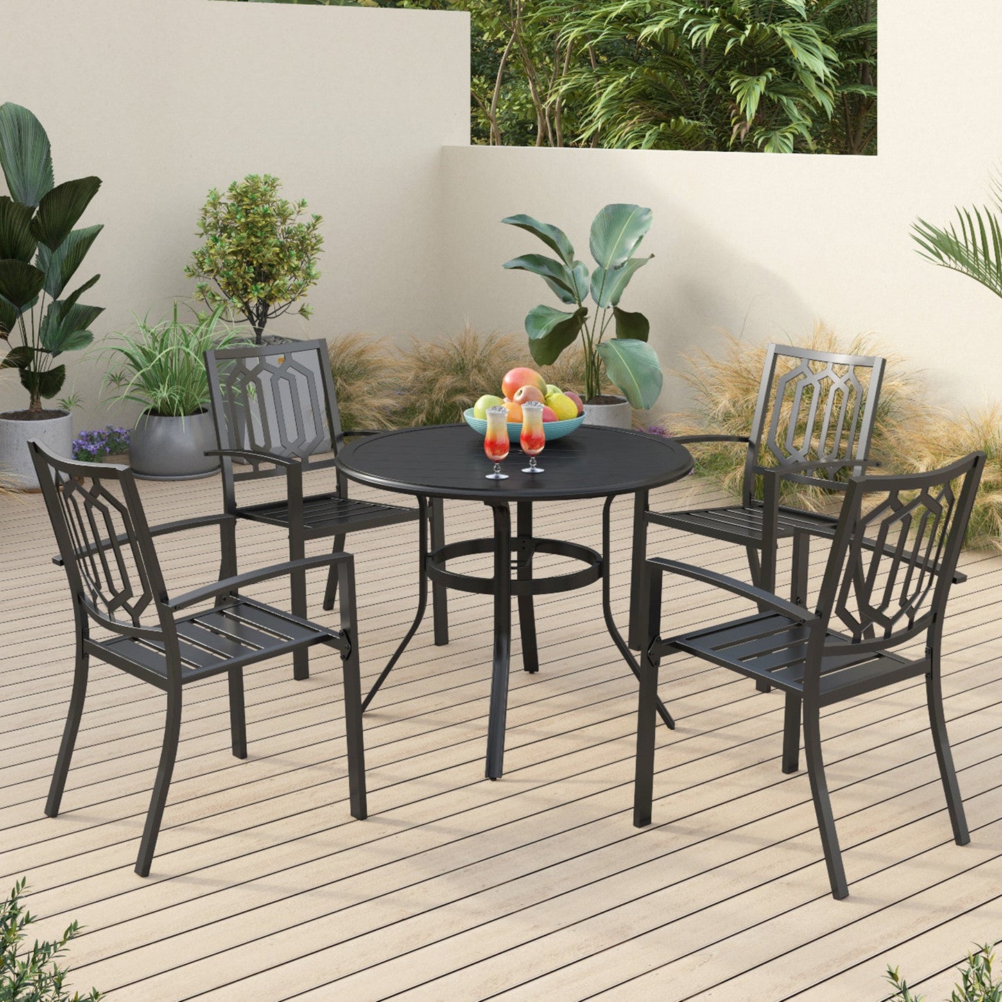 Sophia & William 5 Peices Metal Patio Dining Set for 4 People