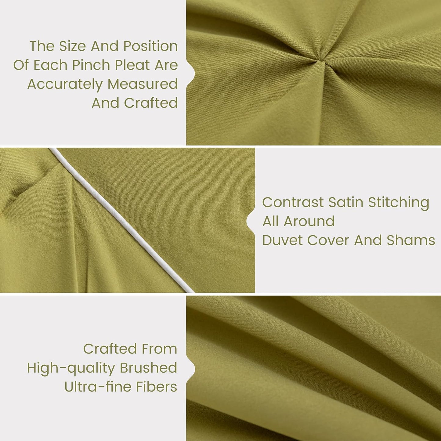 VALUABLE DURABLE ENJOYABLE Queen Size Comforter Set, 8 Pieces Pinch Pleat Bedding Set, All-Season Pintuck Comforter with Insertion Strip, Bluish Yellow