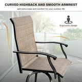 Sophia & William 2 Pcs Outdoor Swivel Metal Bar Stools Patio Height Textilene Chairs in Brown