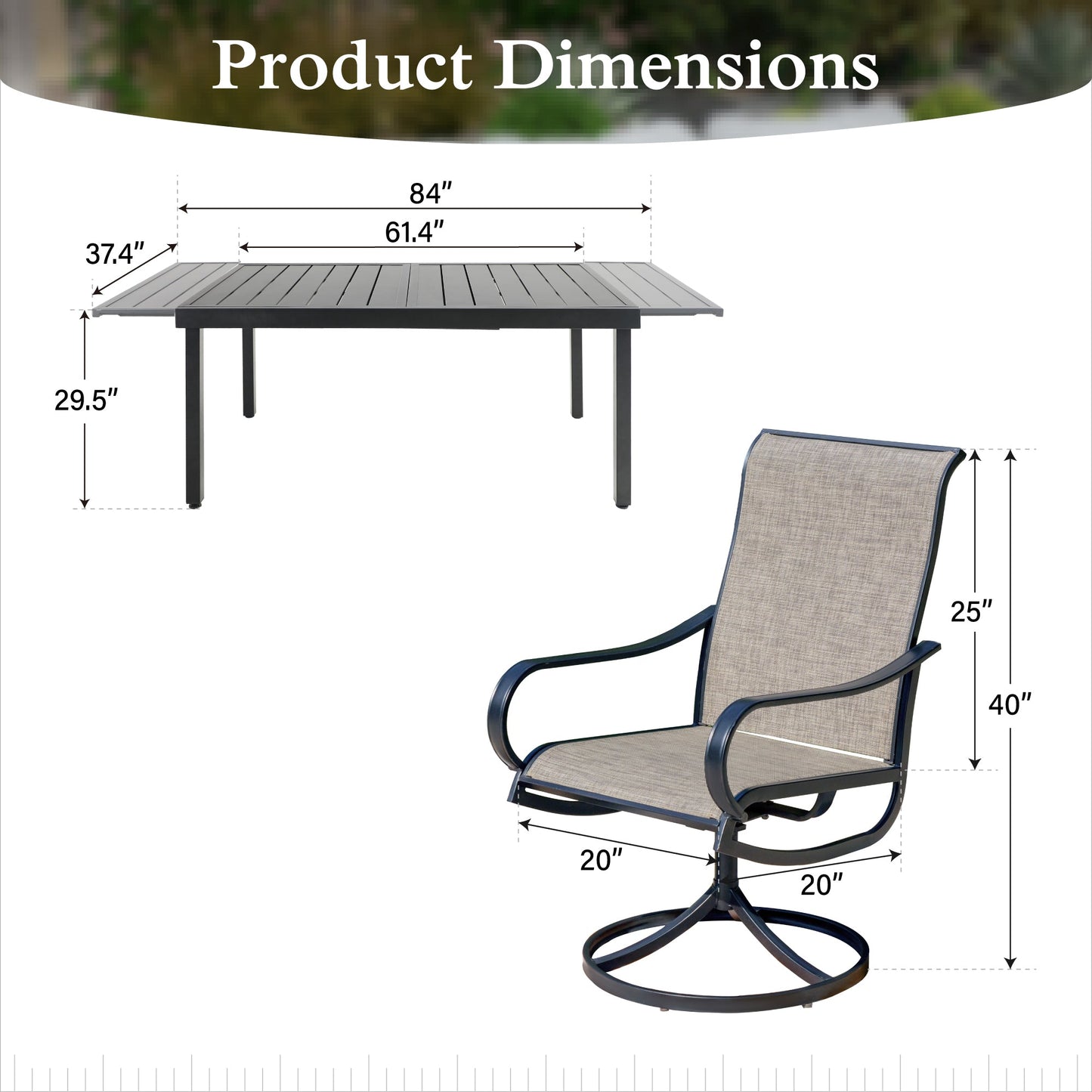 Sophia & William 9 Piece Metal Outdoor Patio Dining Set Outdoor Textilene Swivel Chairs and Expandable Table Furniture Set
