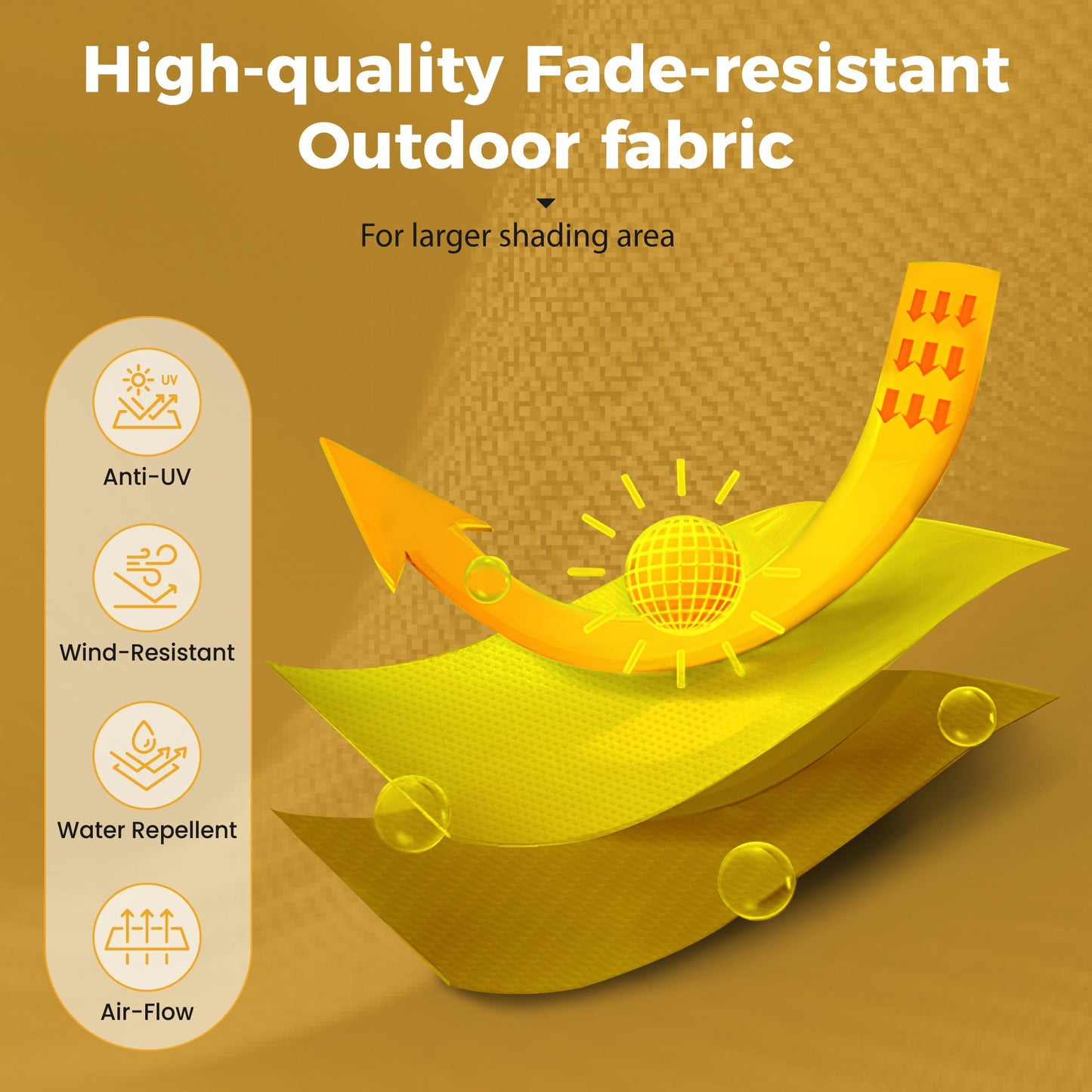 Alpha Joy 15ft Outdoor Patio Umbrella Extra-Large Double-Sided Garden Umbrella with Crank Handle and Base - Gold Yellow