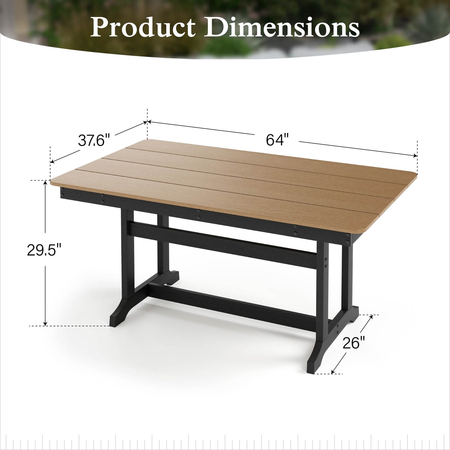 Sophia&William Patio Outdoor HDPE Dining Table Wood-grain Table Furniture Set