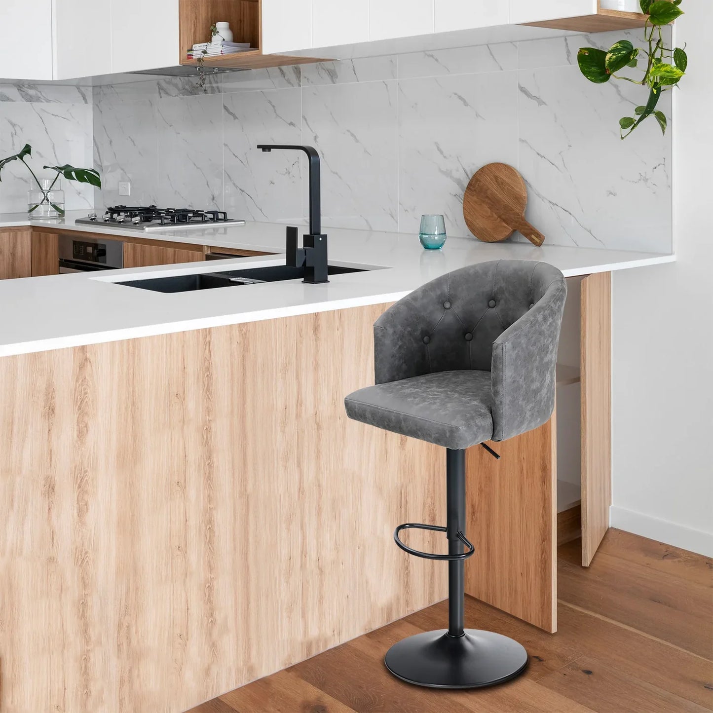 Sophia & William Swivel Adjustable Bar Stool for Kitchen Island Pub Coffee-Gray