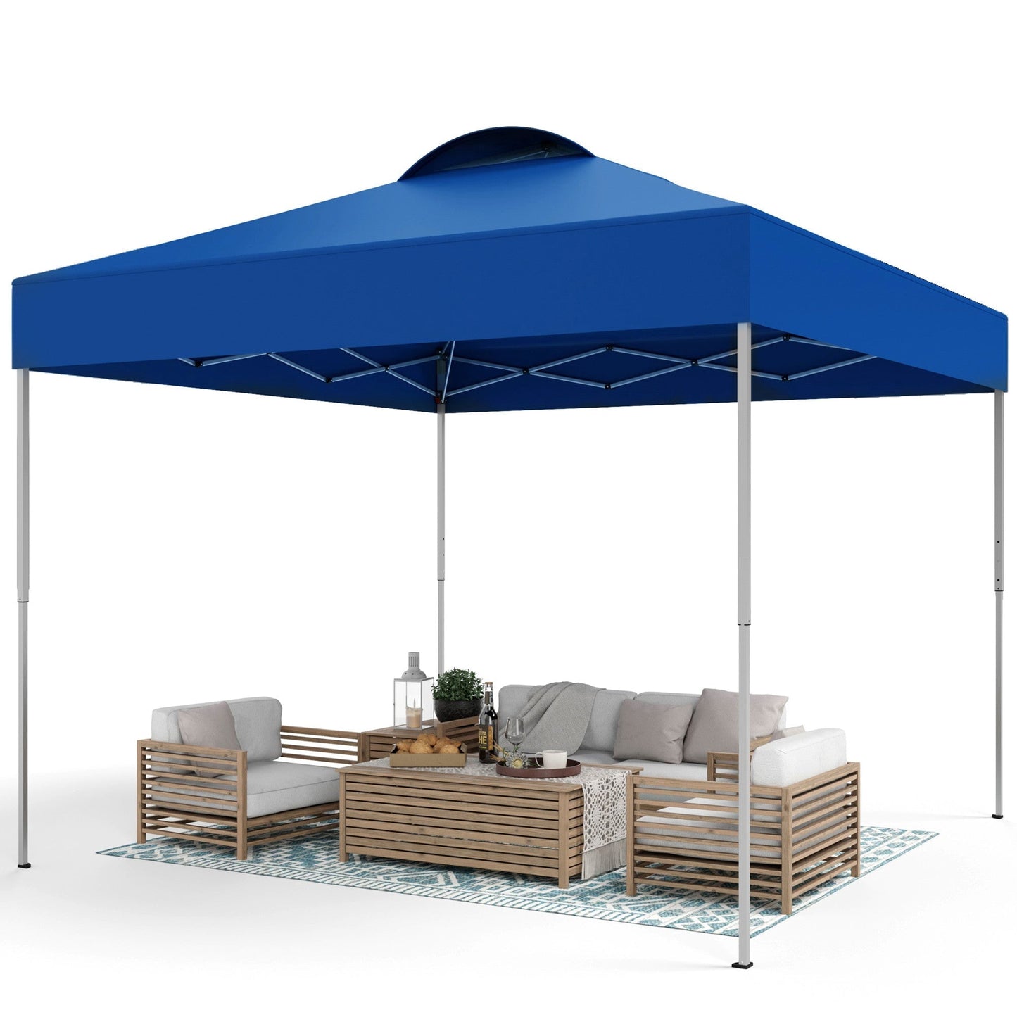 10'x10' Pop Up Canopy Tent Outdoor Event Instant Tent with Roller Bag, Blue