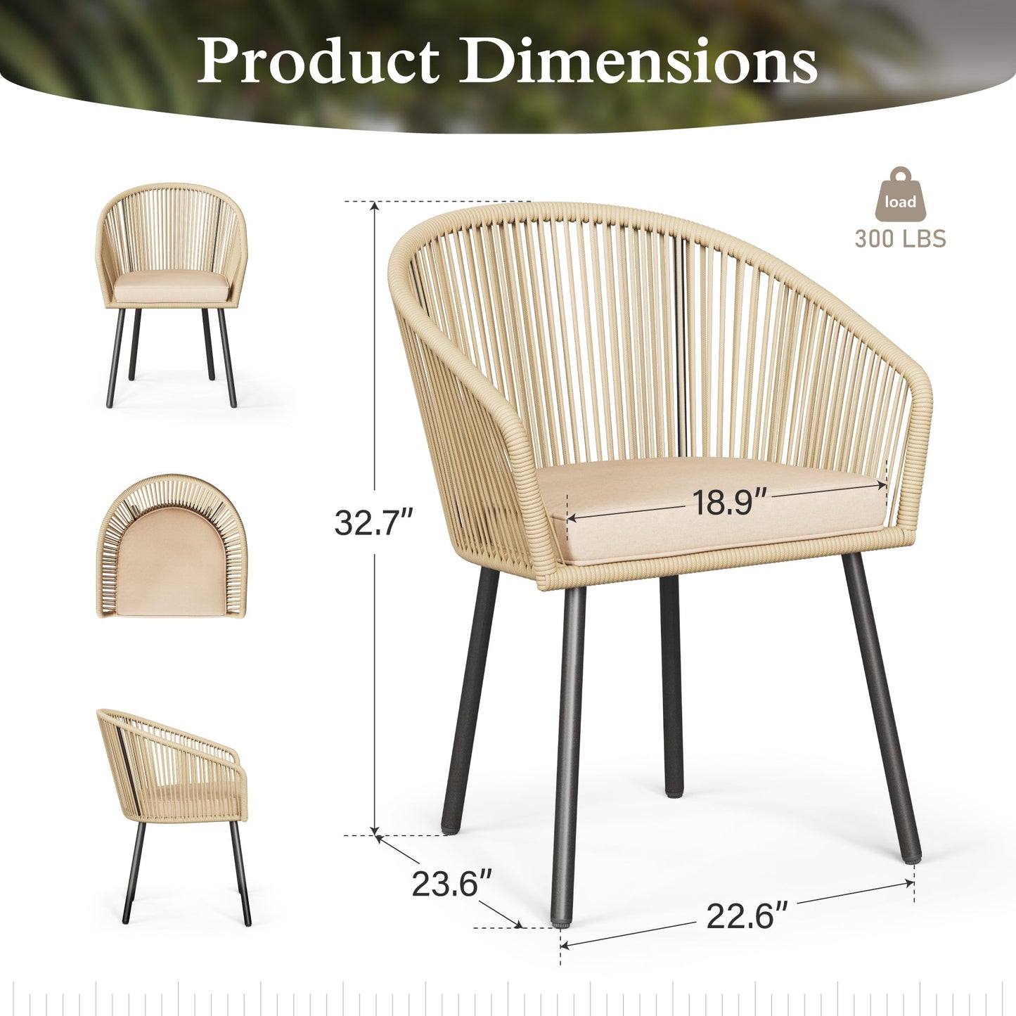 Sophia & William 4 Pieces Wicker Rattan Metal Outdoor Patio Dining Chairs, Black Placer Gold