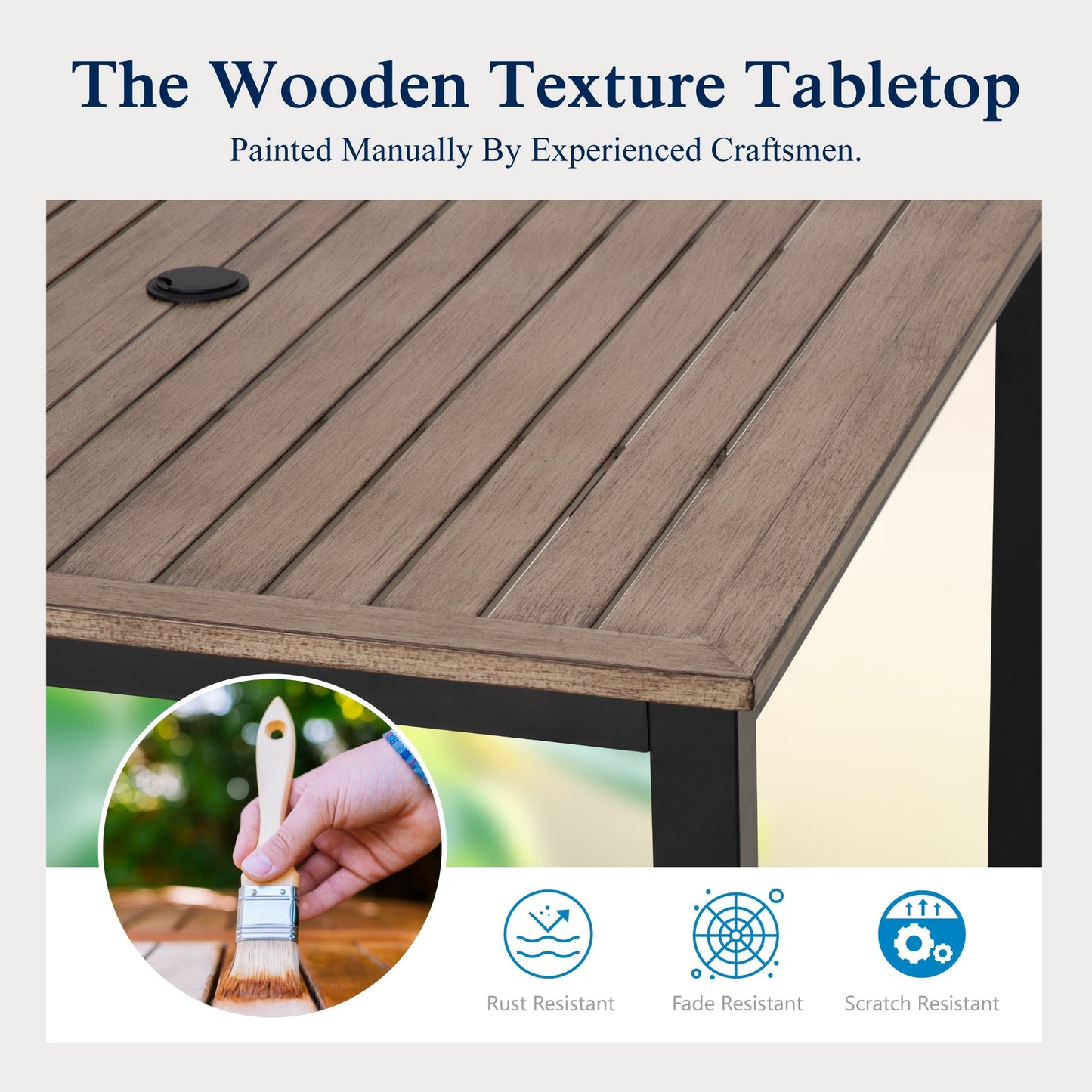 Sophia & William 4Pcs Patio Dining Set Outdoor Teak Wood Table & Textilene Chairs Furniture Set