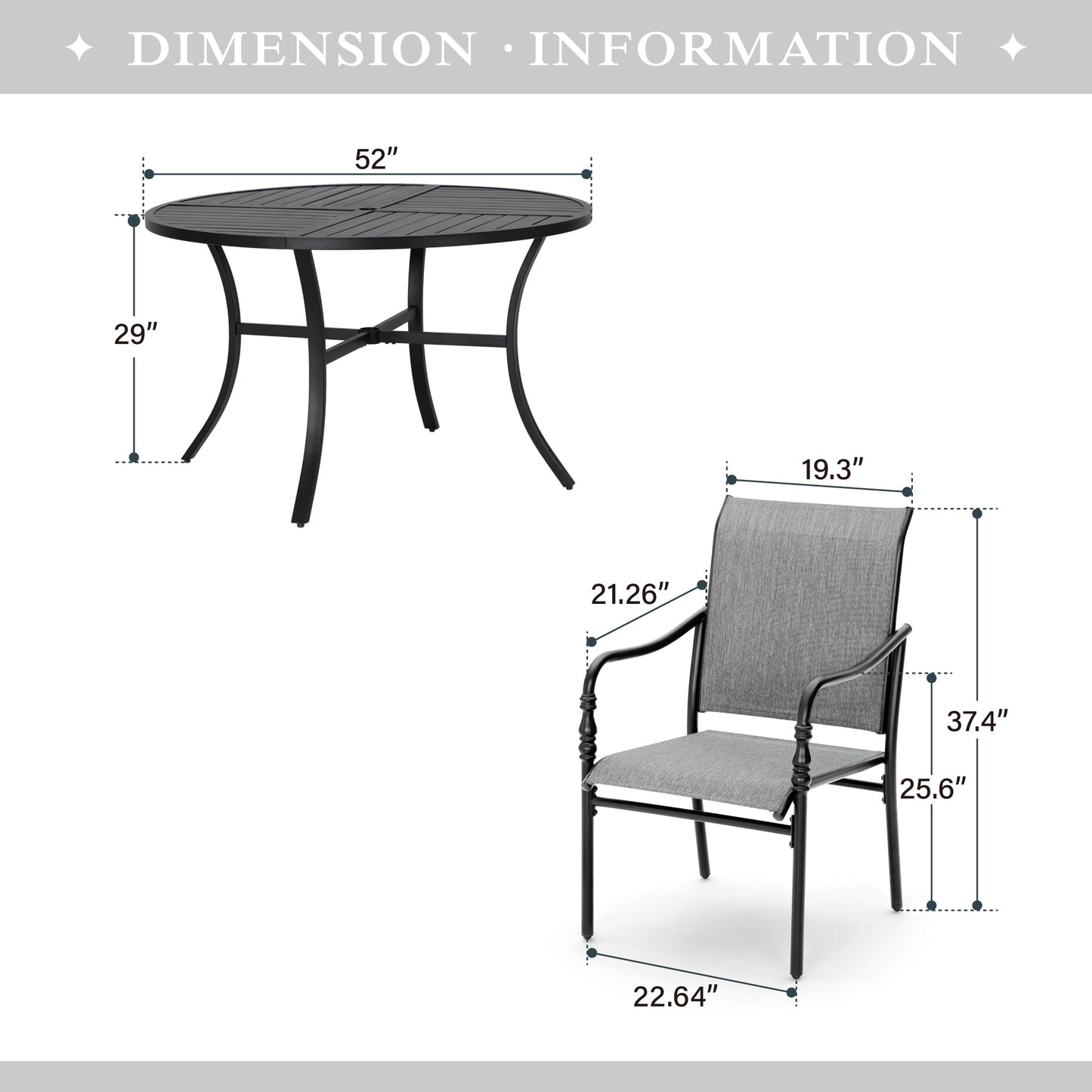 Alpha Joy Outdoor Patio Dining Set with 83 Rectangular Table & Textilene Chairs for 8