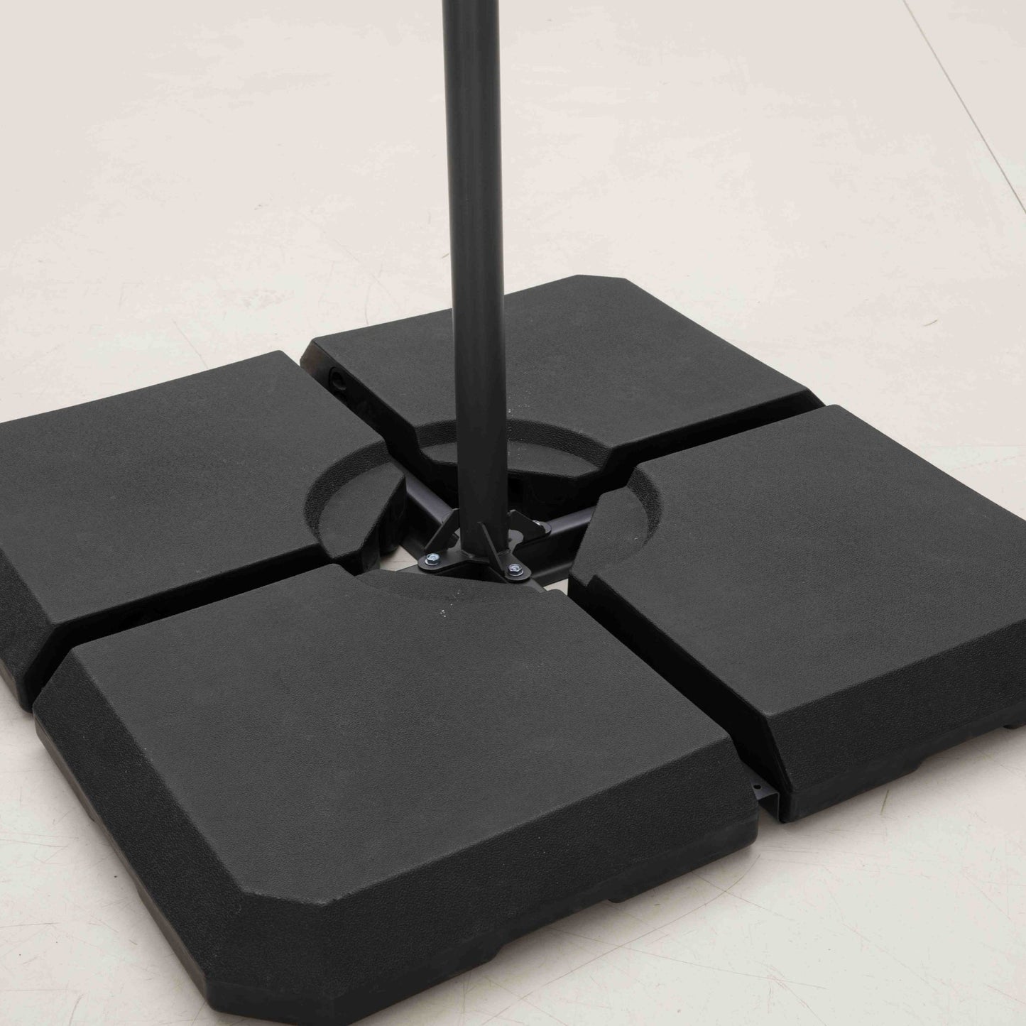 Alpha Joy 10ft Outdoor Patio Offset Market Hanging Umbrella with 8 Steel Ribs & Cross Base(Include Weight), Grey