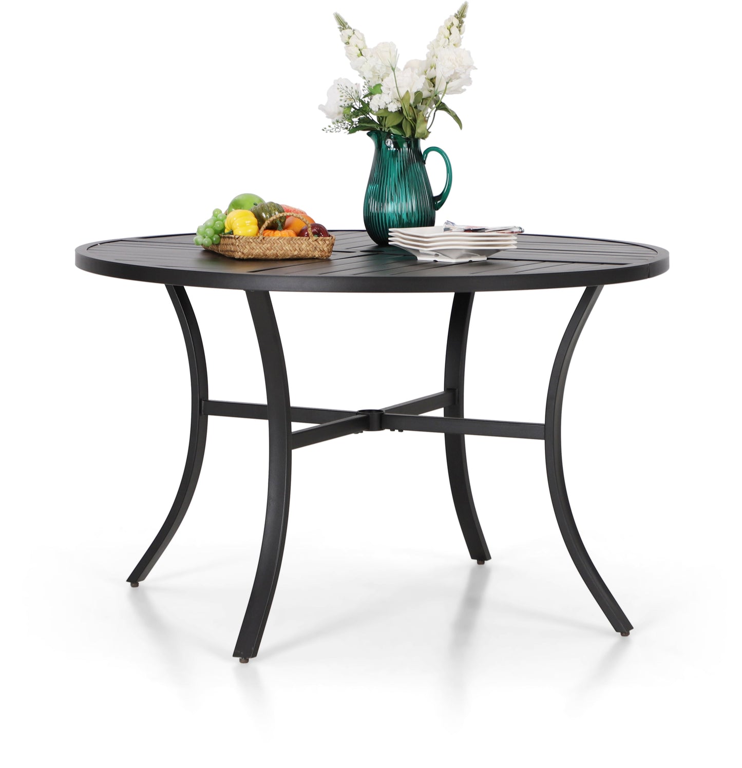 Sophia & William 42" Dia. Outdoor Metal Round Dining Table Black E-coated Frame