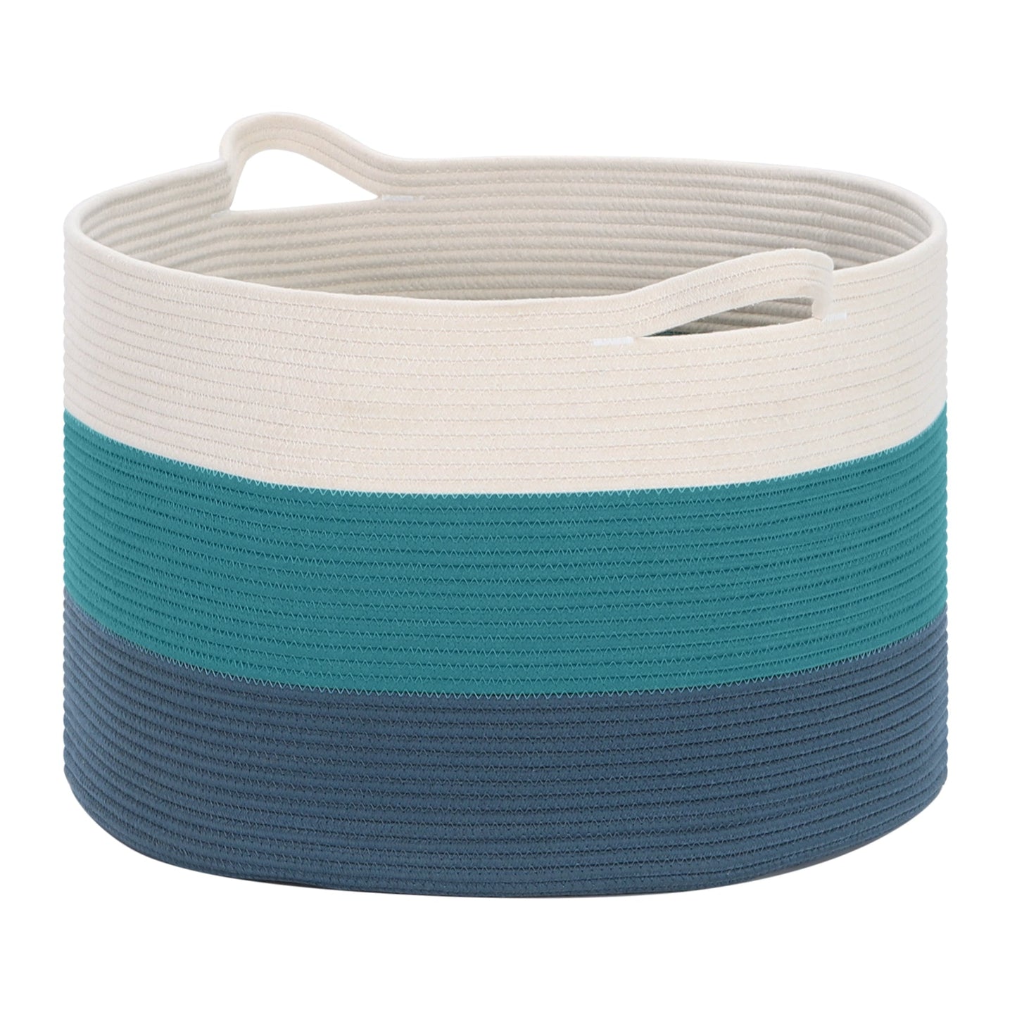 Sophia & William Round Cotton Storage Basket Woven Rope Laundry Hamper Large 21.7" Blanket Basket with Handles