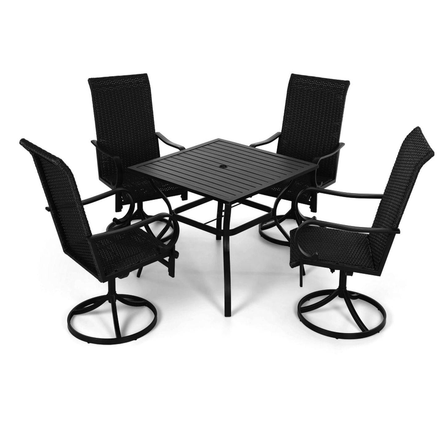 Sophia & William 5 Peices Outdoor Patio Dining Set Rattan Dining Chairs and Metal Table Set Suitable for 4 People