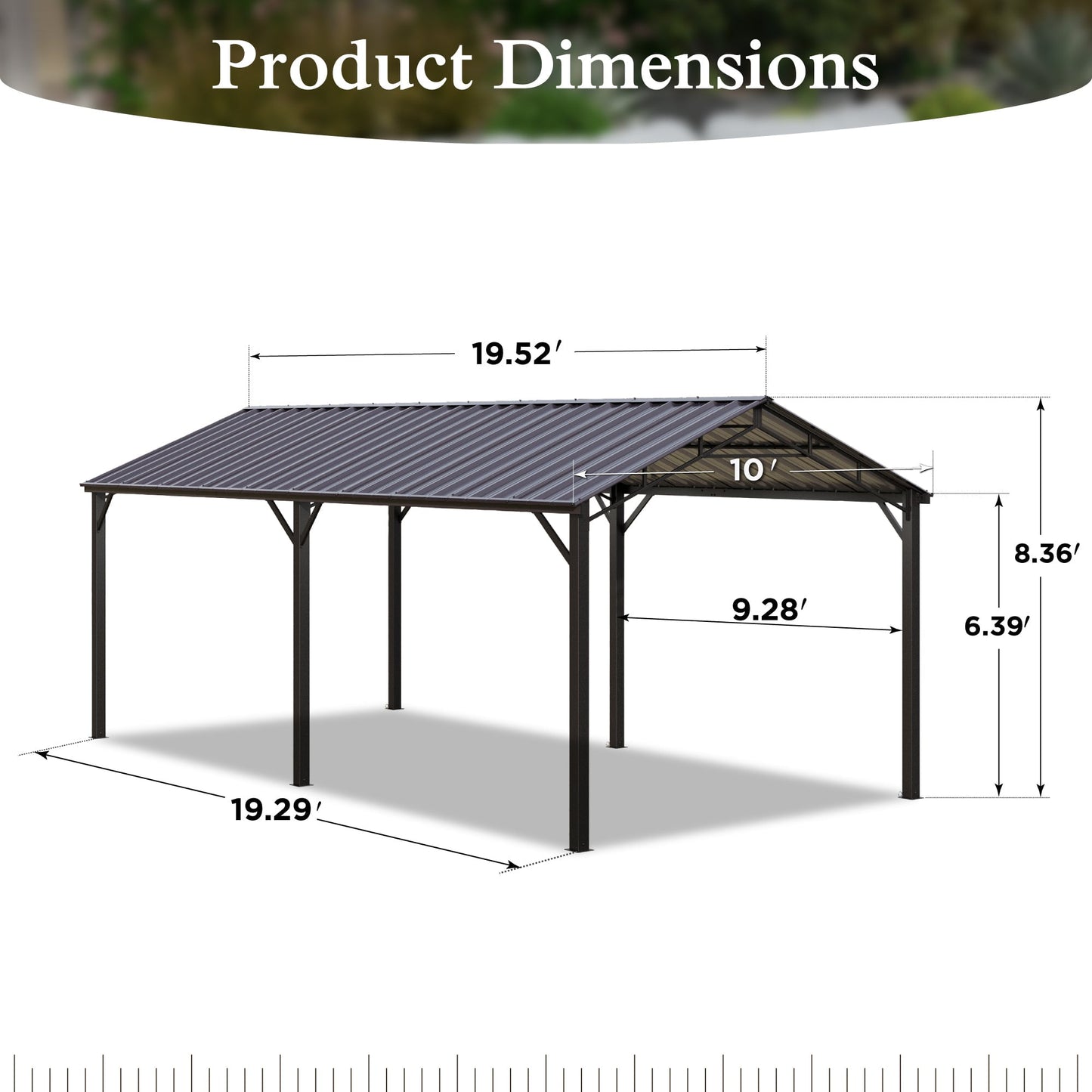 Alpha Joy 10' x 20' Metal Carport Heavy Duty Hardtop Carport Kits Galvanized Steel Roof Multi-Purpose Shelter