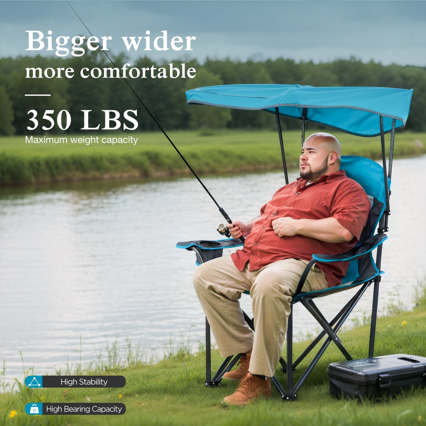 Sophia & William Foldable Canopy Chair Portable Camping Lounge Chair Outdoor Sunshade Canopy Chair with Cup Holder,2 Pack, Blue